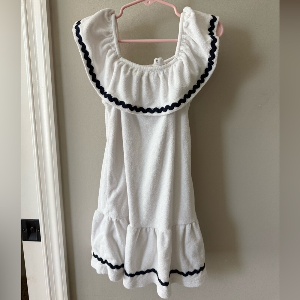 Navy and white Janie and Jack terry cloth beach cover up 4T